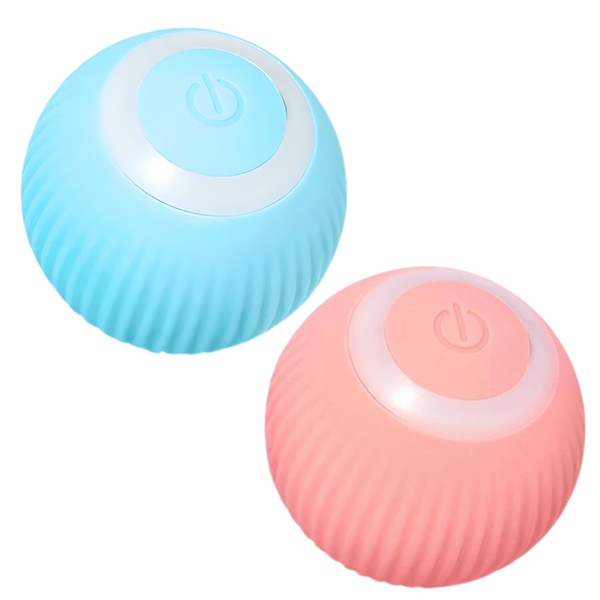 two  interactive cat balls toy one pink and one blue