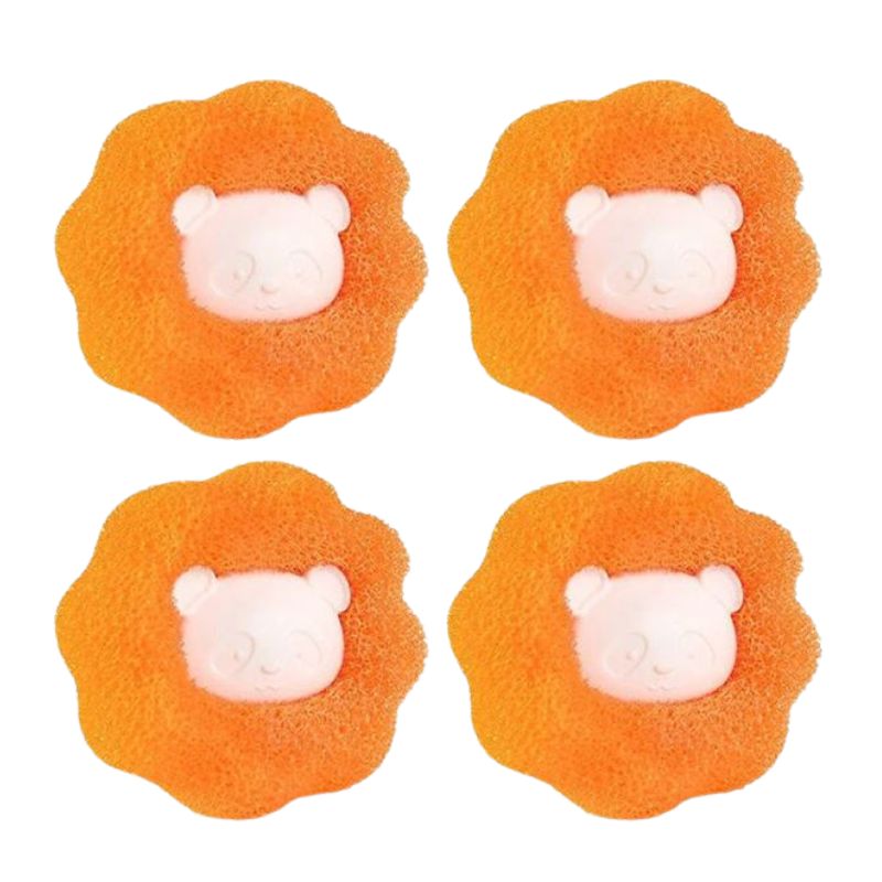 four orange Pet Hair Remover for Washing Machine 