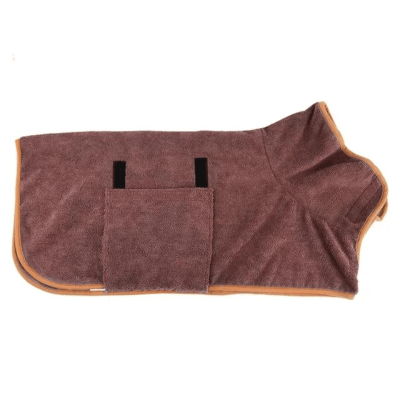 brown dog Bathrobe 