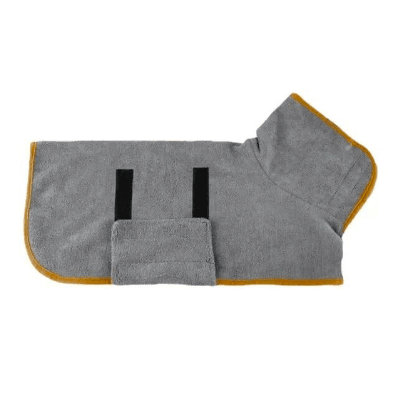 gray dog Bathrobe 