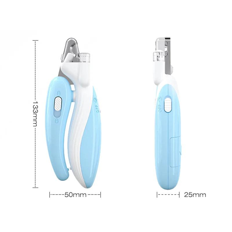 Blue Pet Nail Clippers front and Measurements 